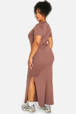 T-Shirt Dresses|Shirt Dresses*boohoo Plus T-shirt Maxi Dress mocha