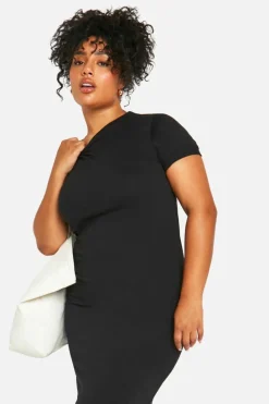 T-Shirt Dresses|Shirt Dresses*boohoo Plus T-shirt Maxi Dress black