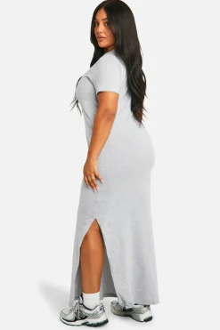 T-Shirt Dresses|Shirt Dresses*boohoo Plus T-shirt Maxi Dress grey marl