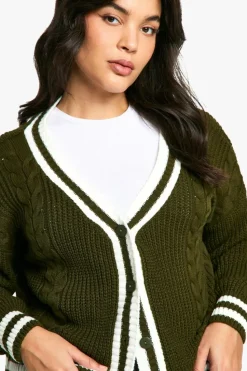 Cardigans|Jumpers & Cardigans*boohoo Plus Varsity Cardigan forest