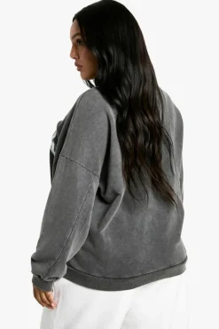 Sweatshirts|Athleisure*boohoo PLUS WASHED LARGE GRAPHIC SWEATSHIRT charcoal