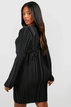 Wrap Dresses*boohoo Plus Wide Plisse Twist Front Wrap Dress black