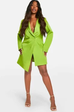 Blazer Dresses*boohoo Plus Woven Drape Detail Blazer Dress lime