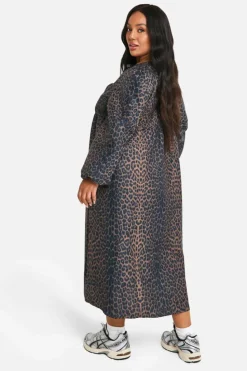 Midi Dresses|Smock Dresses*boohoo Plus Woven Midi Smock Dress leopard