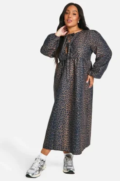 Midi Dresses|Smock Dresses*boohoo Plus Woven Midi Smock Dress leopard