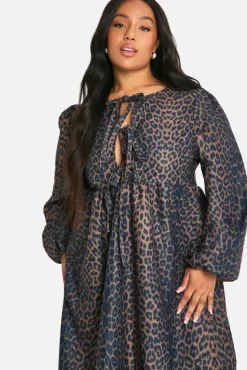 Midi Dresses|Smock Dresses*boohoo Plus Woven Midi Smock Dress leopard