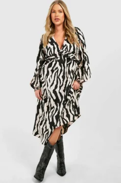 Smock Dresses*boohoo Plus Woven Paisley Print Long Sleeve Frill Midaxi Dress mono