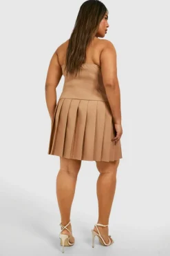Blazer Dresses*boohoo Plus Woven Pleated Blazer Dress camel