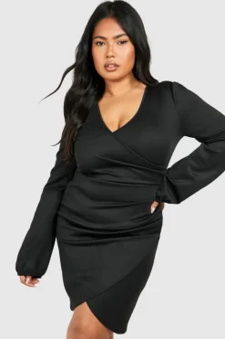 Wrap Dresses*boohoo Plus Wrap Dress black