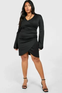 Wrap Dresses*boohoo Plus Wrap Dress black