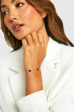 Bracelets*boohoo Polished Station Heart Toggle Bracelet silver
