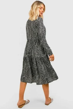 Smock Dresses*boohoo Polka Dot Smock Dress black