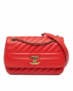 Cross-Body Bags*Chanel Preloved 19 Bag Caviar Leather Crossbody Bag Red
