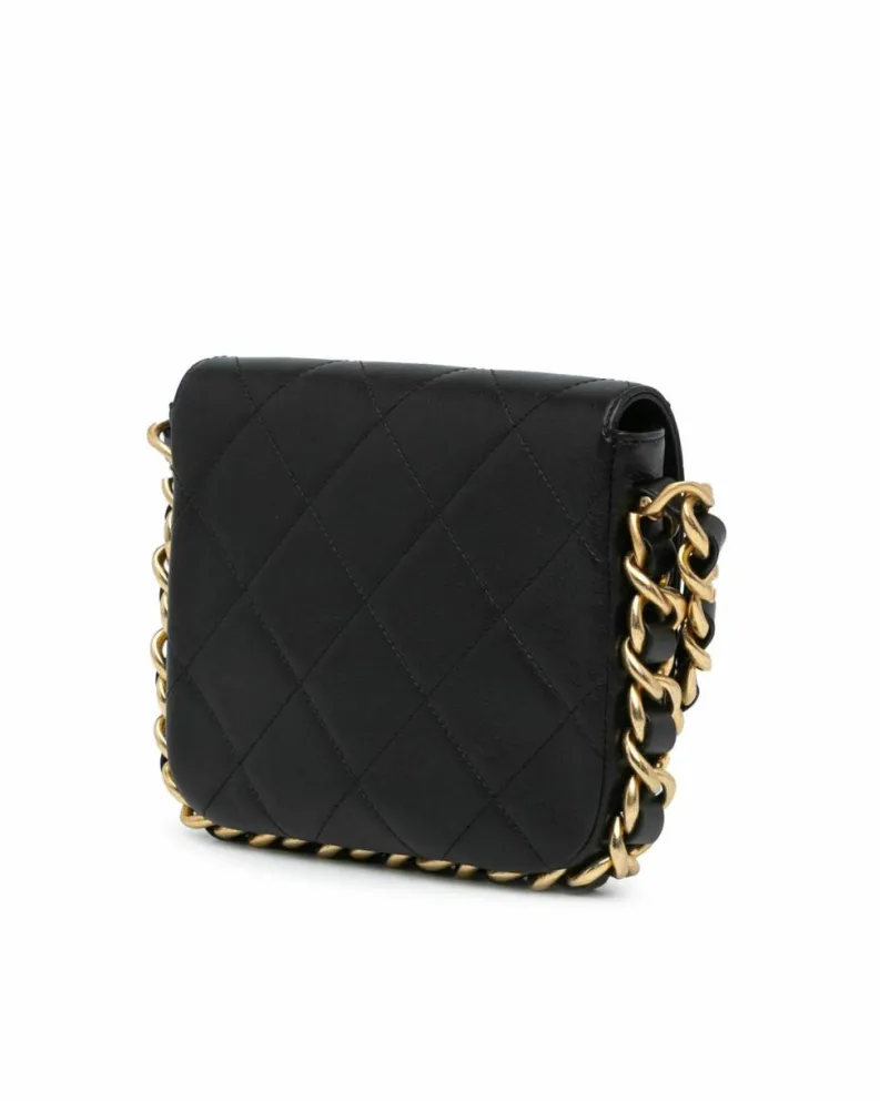 Cross-Body Bags*Chanel Preloved 19 Chain Bag Lambskin Leather Authentic 19 Quilted Black