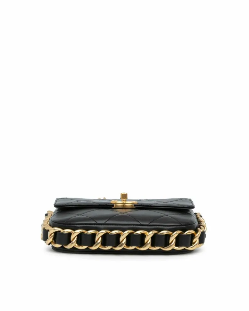Cross-Body Bags*Chanel Preloved 19 Chain Bag Lambskin Leather Authentic 19 Quilted Black