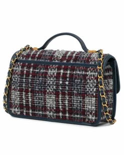 Shoulder Bags*Chanel Preloved 19 Mini Flap Bag /Red/White Tweed Leather Shoulder Bag Blue
