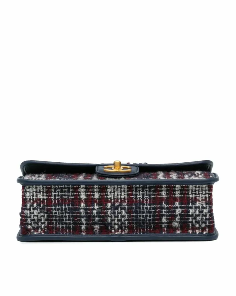 Shoulder Bags*Chanel Preloved 19 Mini Flap Bag /Red/White Tweed Leather Shoulder Bag Blue