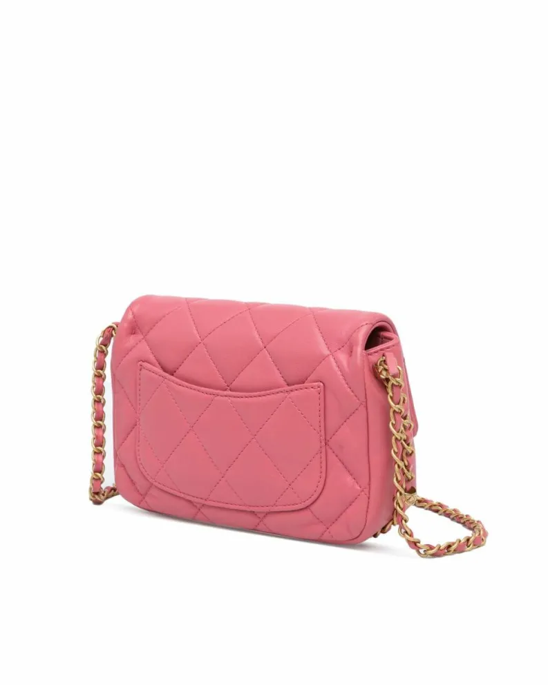 Cross-Body Bags*Chanel Preloved 19 Mini Flap Bag Lambskin Leather Crossbody Bag Pink