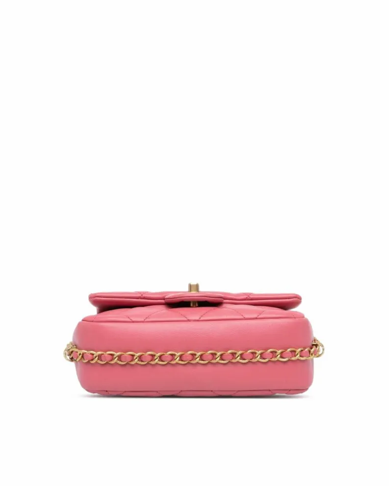 Cross-Body Bags*Chanel Preloved 19 Mini Flap Bag Lambskin Leather Crossbody Bag Pink