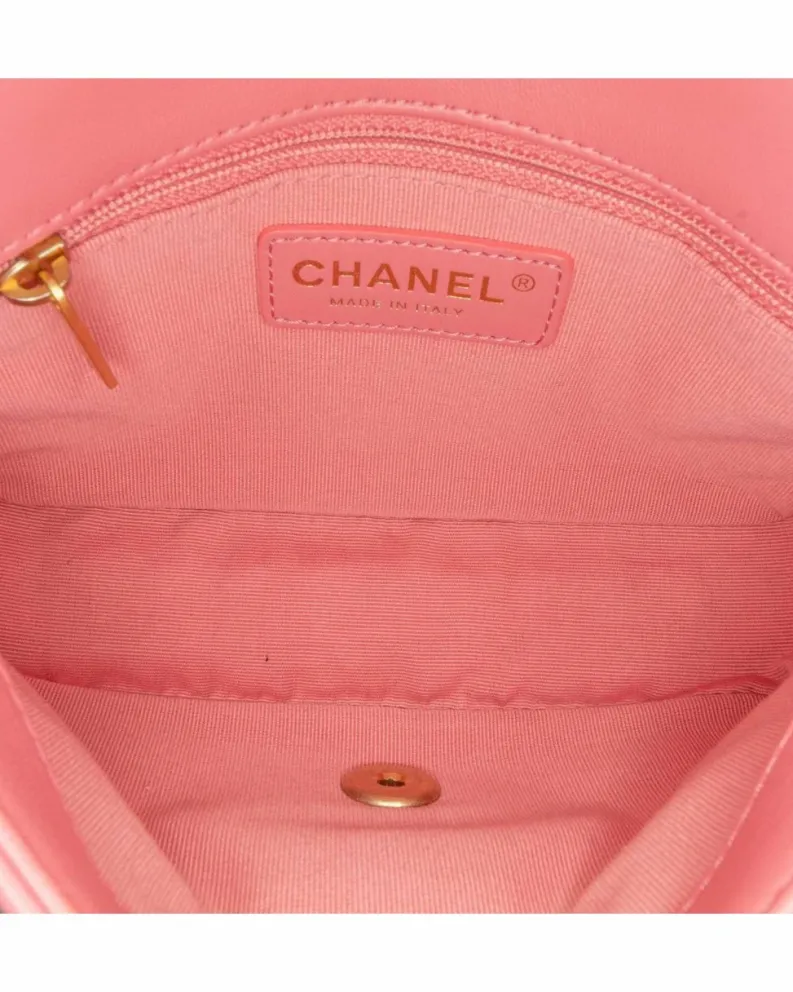 Cross-Body Bags*Chanel Preloved 19 Mini Flap Bag Lambskin Leather Crossbody Bag Pink
