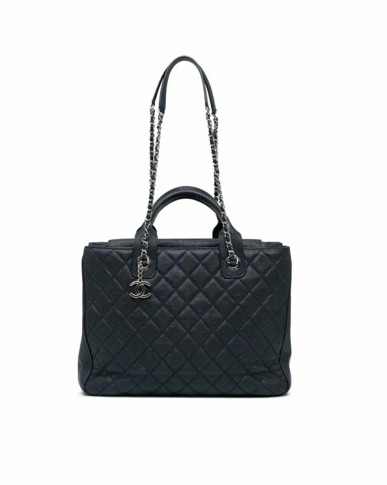 Tote Bags*Chanel Preloved 255 Reissue Tote Bag in Navy Caviar Leather Blue
