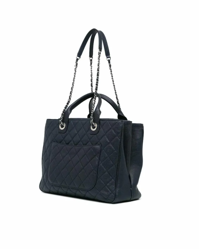 Tote Bags*Chanel Preloved 255 Reissue Tote Bag in Navy Caviar Leather Blue