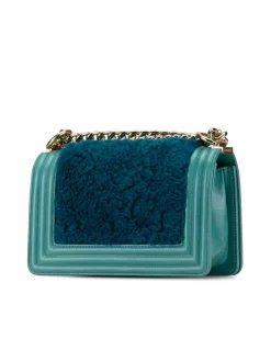 Cross-Body Bags*Chanel Preloved Small Lambskin and Shearling Crossbody Bag - Teal Blue