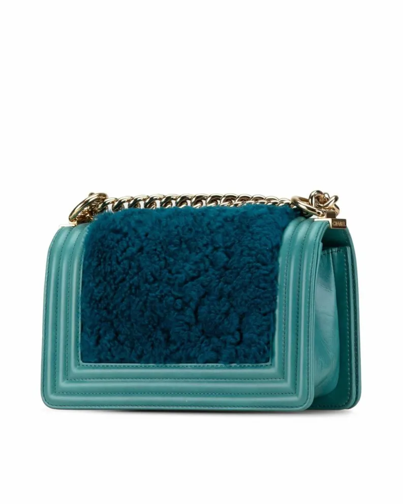 Cross-Body Bags*Chanel Preloved Small Lambskin and Shearling Crossbody Bag - Teal Blue