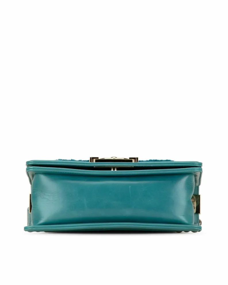 Cross-Body Bags*Chanel Preloved Small Lambskin and Shearling Crossbody Bag - Teal Blue