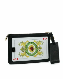 Clutch Bags*Dolce & Gabbana Preloved Ace of Hearts Leather Clutch Bag Black