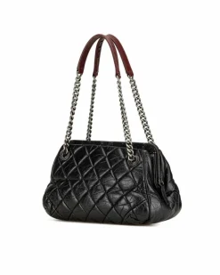 Shoulder Bags*Chanel Preloved Aged Calfskin Quilted Bowler Bag with Chain Shoulder Straps Black