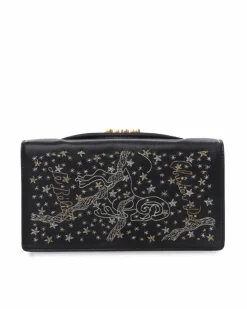 Clutch Bags*Dior Preloved ama Leather Clutch with Embroidered Stars and Aries Black