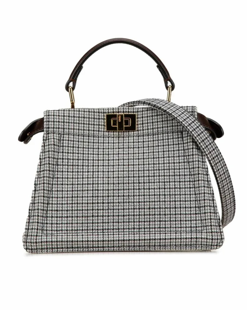 Shoulder Bags*Fendi Preloved Baguette Tweed Messenger Bag - Authentic Baguette Grey