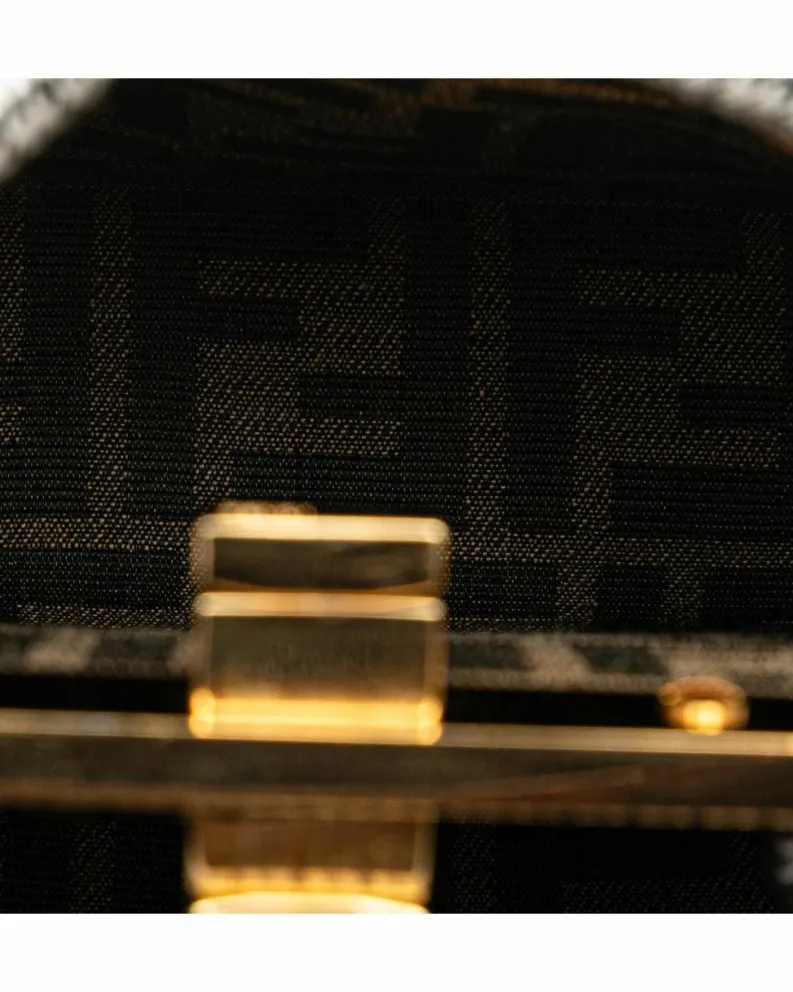 Shoulder Bags*Fendi Preloved Baguette Tweed Messenger Bag - Authentic Baguette Grey