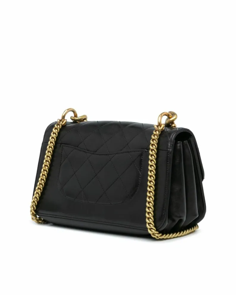Shoulder Bags*Chanel Preloved Quilted Lambskin Mini Chain Bag Mini Flap Bag with Black