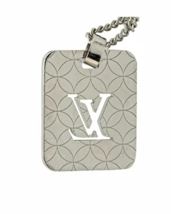 Necklaces*Louis Vuitton Preloved Brass Pendentif Necklace with -Tone Pendant and Lobster Silver