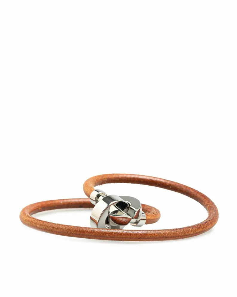 Bracelets*Hermes Preloved Leather Bracelet with Magnetic Clasp Leather Brown