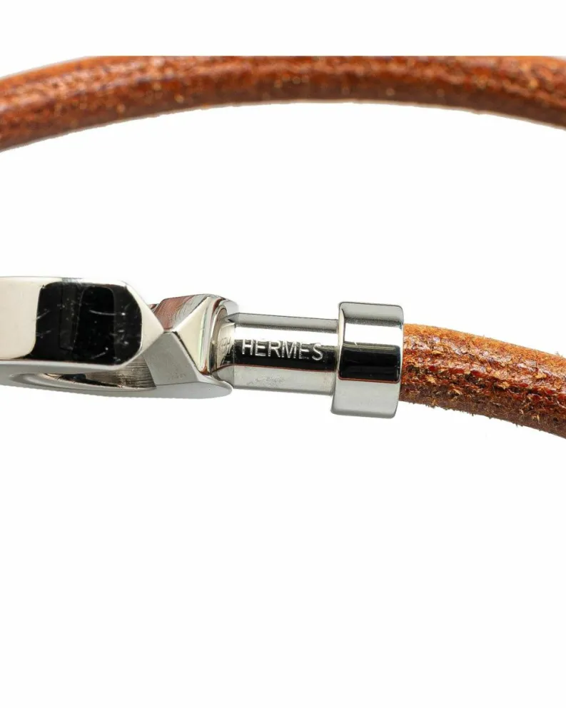 Bracelets*Hermes Preloved Leather Bracelet with Magnetic Clasp Leather Brown