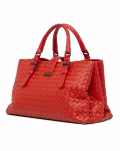 Tote Bags*Bottega Veneta Preloved Cabat Intrecciato Woven Leather Tote Bag - Red