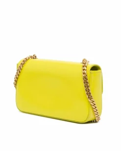 Shoulder Bags*Celine Preloved Calfskin Chain Shoulder Bag with Magnetic Snap Closure Yellow