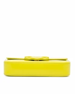 Shoulder Bags*Celine Preloved Calfskin Chain Shoulder Bag with Magnetic Snap Closure Yellow