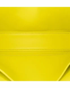 Shoulder Bags*Celine Preloved Calfskin Chain Shoulder Bag with Magnetic Snap Closure Yellow