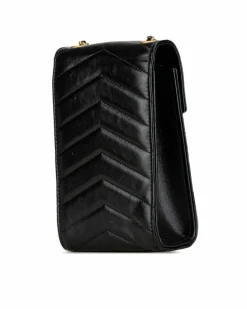 Clutch Bags*Chanel Preloved Calfskin Chevron Medal Envelope Clutch with Chain Black