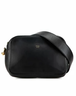 Cross-Body Bags*Fendi Preloved Calfskin Crossbody Camera Bag with Detachable Strap and Black