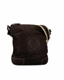 Cross-Body Bags*LOEWE Preloved Calfskin Leather Crossbody Bag with Adjustable Strap Brown