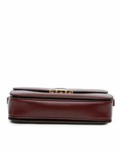 Cross-Body Bags*Celine Preloved Calfskin Leather Triomphe Crossbody Bag with Push Lock Red