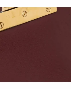 Cross-Body Bags*Celine Preloved Calfskin Leather Triomphe Crossbody Bag with Push Lock Red