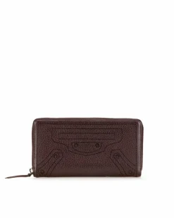 Cross-Body Bags*Balenciaga Preloved Calfskin Motocross Zip Around Wallet with Interior Pockets Brown