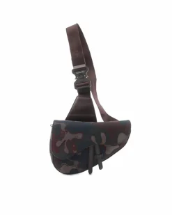 Cross-Body Bags*Dior Preloved Canvas Camouflage Saddle Crossbody Bag with Adjustable Strap Brown