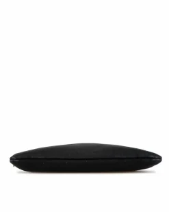 Clutch Bags*Saint Laurent Preloved Canvas Clutch with Leather Trim and Top Zip Closure Black